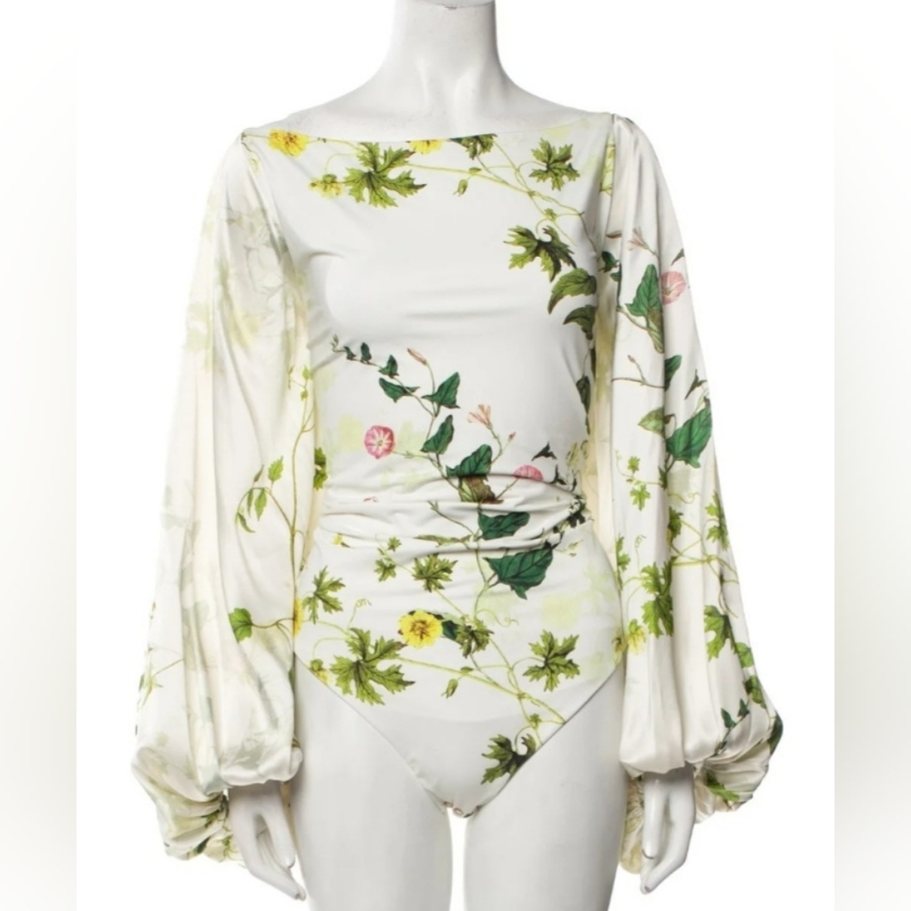 Adriana Iglesias Floral Bodysuit Size 46/XL NWOT